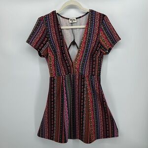 Show Me Your MuMu Red and Black Cut Out Peplum Mini Dress Sz XL